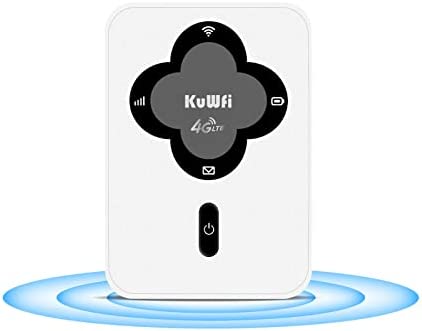 Routeur 4G, KuWFi Routeur Mobile 4G LTE Wi-FI 150 Mbps avec Fente pour Carte SIM, Batterie Rechargeable 1800 mAh, Hotspot 4g Compatible avec la Plupart des Cartes SIM européennes comme cadeaux de Noël Avis, Fiche Technique et Prix au Maroc