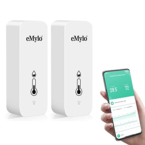 eMylo WiFi Thermometre Hygrometre Interieur, Tuya Thermomètre Intérieur Capteur Humidité Avec Application Intelligente et Enregistrement de Données, Chambre bébé Hygrometre Termometre Maison (2 Pack) Fiche Technique et Prix au Maroc