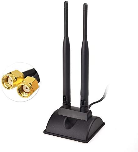 Eightwood Antenne WiFi 2.4G / 5.8G Double Antenne Magnétique Adaptateur RP-SMA Câble 2m pour Antenne Camera WiFi Cartes PCI WLAN Routeur Wirelesse Routeur Bluetooth Fiche Technique et Prix au Maroc