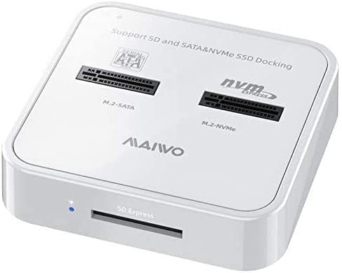 MAIWO 2 Baie Station d'accueil pour Disque Dur Externe , USB 3.1 GEN2 à M.2 NGFF SATA /PCIE NVME SSD Double protocole Boîte pour Disque Dur Externe + Adaptateur de Carte SD Express. (K3016SD) Fiche Technique et Prix au Maroc