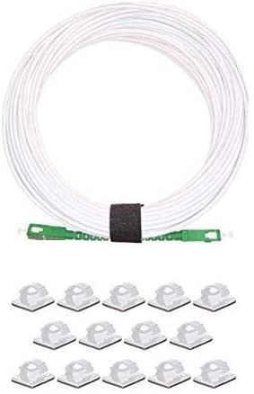 Elfcam® - Câble à Fibre Optique pour Orange SFR Bouygues, La Livraison avec 25 Pièces Clips de Câble Adhésif pour Gestion de Fibre Optique, SC/APC à SC/APC Monomode Blanc, 15M Avis, Fiche Technique et Prix au Maroc