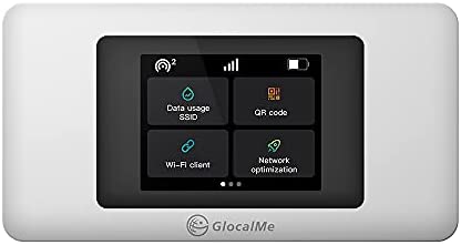 GlocalMe U3X Routeur 4G Mobile WiFi, Aucune Carte SIM Nécessaire, Roaming Free, Batterie de 3500 mAh, avec 1Go Données Globales Couvrant de 140+ Pays et régions, Appareil MiFi Déverrouillé (Blanc) Avis, Fiche Technique et Prix au Maroc