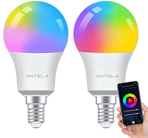 ANTELA Ampoule Connectée WiFi E14 A60 9W Ampoule LED Intelligente RGB+CCT 2700K-6500K Compatible avec Alexa, Google Home, Commande Vocale, 2 PCS Fiche Technique et Prix au Maroc