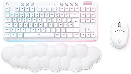 Logitech G - Ensemble de Jeu sans Fil, Clavier G715 et Souris G705, éclairage LIGHTSYNC RVB Personnalisable, Lightspeed sans Fil, Bluetooth, léger, PC/Mac/Ordinateur Portable, Tactile, AZERTY - Blanc Fiche Technique et Prix au Maroc