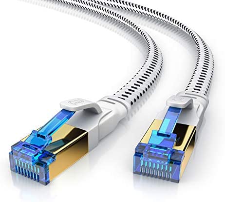 Primewire – 2m Câble réseau plat Cat 8.1 RJ45, Câble Ethernet Cat 8 LAN Gigabit Haut débit 40Gbps 2 mètres, Câble de Patch 2000Mhz U FTP PIMF, Compatible Cat 5 6 7 modem routeur switch PC tv Box Blanc Avis, Fiche Technique et Prix au Maroc
