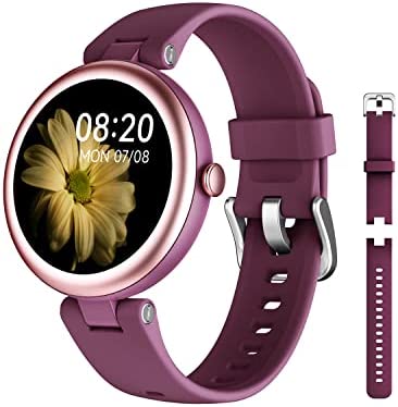 SHANG WING LYNN Montre Femme Connectée Petite Cadran 1.09 Pouce Ronde Elegante Montre Sport Waterproof Frequence Cardiaque SpO2 Fond d Écran Personnalisé Compatible iPhone Samsung Xiaomi Huawei Violet Fiche Technique et Prix au Maroc