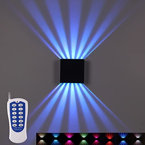 TWSXTE RGB Applique Murale Télécommande Lampe Murale Extérieur Double Applique Interieur Supérieure et Inférieure 10W éclairage Changeant de Couleur Eclairage Escalier Carrée Fiche Technique et Prix au Maroc