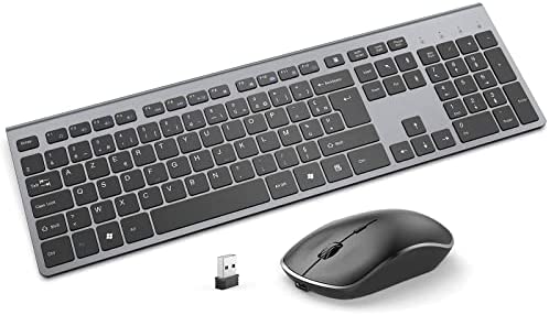 JOYACCESS Ensemble Clavier Souris sans Fil,AZERTY Clavier Souris Fil avec Batteries Rechargeables,Connexion 2,4 GHz Stable,Souris Ergonomique Silencieuse Idéal pour PC,Ordinateur Portable-Gris foncé Fiche Technique et Prix au Maroc
