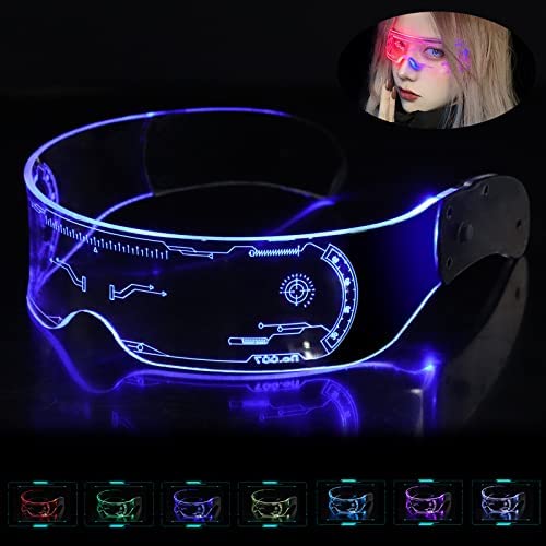 Eamplest LED Lunette Lumineux,Cyberpunk Lunettes Lumineuses,7 Couleurs,Verres de Visière Électroniques Futuriste,pour Cosplay,Festivals, Fête,DJ,Discothèque Fiche Technique et Prix au Maroc