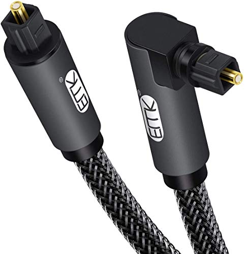 EMK Câble Audio Optique Câble toslink à angle droit de 90 degrés Câble Optique Nylon Tressé Câble Toslink Fibre pour Smart TV, Haut-parleur, Cinéma maison, Barre de son, PS4, Xbox Noir/1M Avis, Fiche Technique et Prix au Maroc