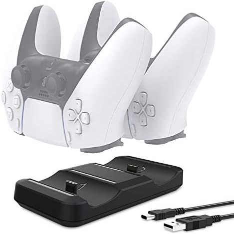 Ozvavzk PS5 Chargeur,Chargeur Manette PS5 Support pour Console de Jeu PS5 Accessoires avec Câble de Chargement Type-C pour Playstation 5 Dualsense Controller à Double Emplacement [Noir] Fiche Technique et Prix au Maroc