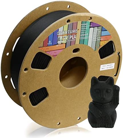 OVERTURE Matte PLA Filament 1.75mm, Bobine de 1kg(2,2lbs), Précision dimensionnelle +/- 0,03 mm (Noir) Fiche Technique et Prix au Maroc