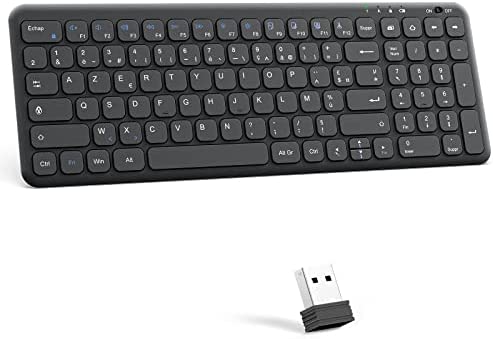 OMOTON Clavier sans Fil 2.4 Ghz, Clavier AZERTY sans Fil Silencieux pour Windows 11/10/8/7, PC, Ordinateur Bureau/Portable, Clavier USB avec Pavé Numérique, 12 Raccourcis Multimédias, Ultra-Mince Fiche Technique et Prix au Maroc