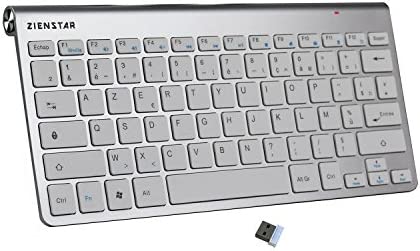 Zienstar-Mini Clavier sans Fil 2.4Ghz avec Récepteur USB (AZERTY Français)-Argent Fiche Technique et Prix au Maroc
