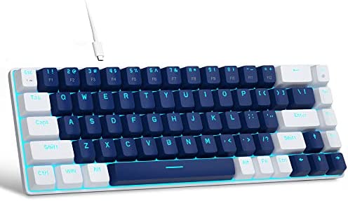 MageGee MK-Box Clavier de jeu mécanique portable 60 % rétroéclairé à LED compact 68 touches avec interrupteur bleu pour ordinateur portable Windows, PC, Mac – Bleu/blanc Fiche Technique et Prix au Maroc