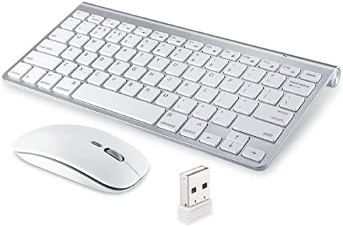 Comblu - Clavier et souris sans fil compact 2,4 GHz - Petit clavier USB silencieux pour ordinateur portable - Mini clavier sans fil portable pour ordinateur Windows PC Notebook - Argent Fiche Technique et Prix au Maroc