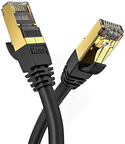 Veetop Câble Ethernet LAN Cat 8 RJ45, Câble Réseau SFTP Vitesse 40 Gbps / 2000Mhz 1m Noir Avis, Fiche Technique et Prix au Maroc