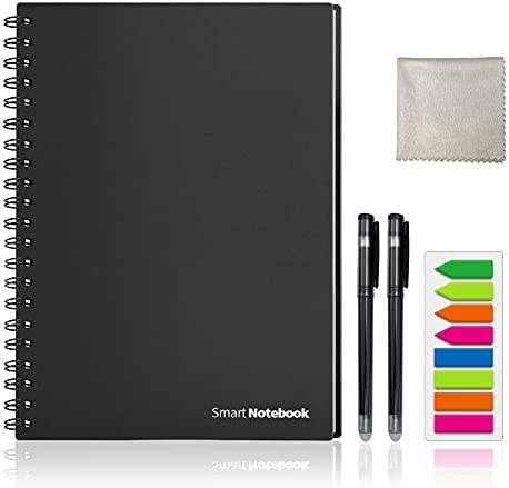 HOMESTEC Cahier intelligent réutilisable | A4|Carnet effaçable adapté pour la numérisation au format PDF à l'aide de l'APP | Comprend des stylos et des marqueurs adhésifs (lignes+points) Fiche Technique et Prix au Maroc