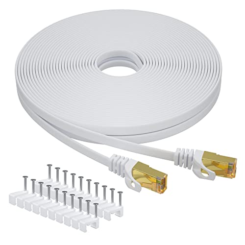 Câble Ethernet Cat7 7M, Aouensly Câble Réseau LAN Gigabit RJ45 Plat Haute Vitesse, Câble Réseau Internet à Haut Débit 10Gbps 600Mhz Compatible pour Switch Router Modem Smart TV PC Laptop（Blanc） Avis, Fiche Technique et Prix au Maroc