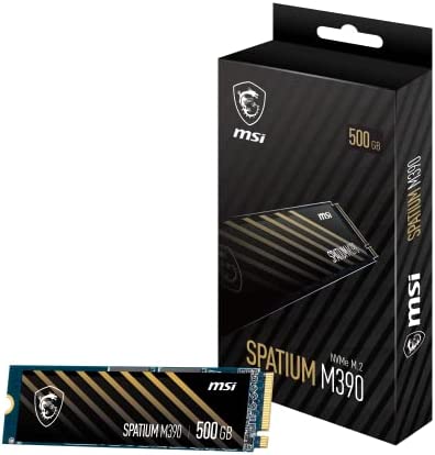 MSI SPATIUM M390 SSD 500GO - Disque SSD Interne PCIe 3.0 NVMe M.2, Lecture 3300 Mb/s & Écriture 2300 Mb/s, 3D NAND, Sécurité des Données Intégrée, MSI Center - Garantie 5 ans (200 TBW) Fiche Technique et Prix au Maroc