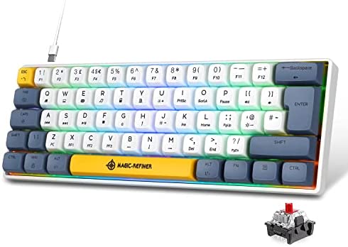 MAGIC-REFINER 60% Mini Clavier de Jeu Mécanique Red Switch, RGB Rétroéclairé Filaire Type C Compact Portable 62 Touches Gaming Keyboard pour PC, Ordinateur Portable, PS4, PS5, Xbox - Switch Rouge Fiche Technique et Prix au Maroc