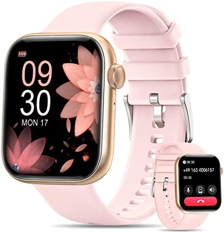Montre Connectée Femme Appel Bluetooth 5.1 avec 123 Modes Sportifs, 1,8" Smartwatch avec SpO2/Fréquence Cardiaque/Sommeil/Fonction Féminine/Assistant Vocal/Lecteur Musical Calories iOS Android Or Rose Fiche Technique et Prix au Maroc