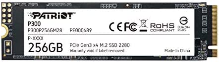 Patriot P300 M.2 PCIe Gen 3 x4 256Go SSD a Basse Consommationo - P300P256GM28 - Lecture Allant Jusqu’à 1700 Mo/s et des Vitesses d’Ecriture Allant usqu’à 1100 Mo/s Fiche Technique et Prix au Maroc