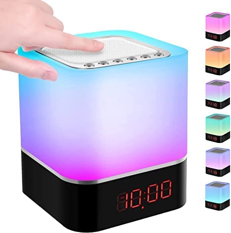 5 EN 1 Reveil Lumineux Enceinte Bluetooth Portable, Lampe de Chevet à Bruit Blanc Bebe, Veilleuse Multicolore Contrôle Tactile Réveil Numérique Cadeau Hommes / Femmes / Enfants Fiche Technique et Prix au Maroc