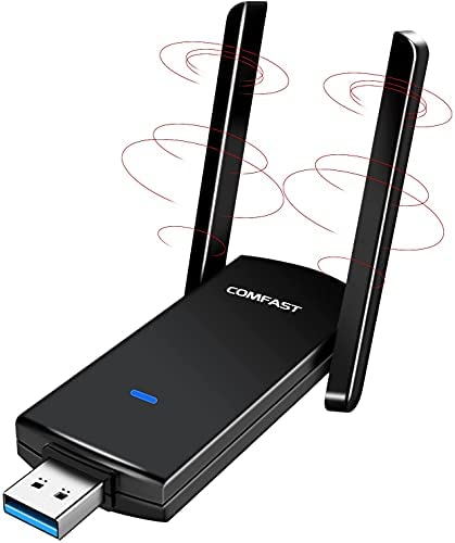 Clé Wi-Fi USB 3.0 - 1300 Mbps - Adaptateur PC WiFi - Dongle WiFi - 2,4 GHz/5,8 GHz - Double bande 5 dBi - Adaptateur réseau sans fil pour ordinateur de bureau Fiche Technique et Prix au Maroc