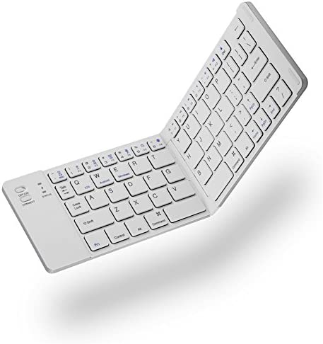Clavier Bluetooth, Clavier Bluetooth sans Fil Pliable Portable pour Tablette, Téléphone Portable, PC, Compatible pour Windows pour Android pour iOS - Argent Fiche Technique et Prix au Maroc