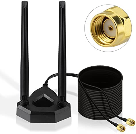 Eightwood Antenne WiFi Omnidirectionnelle 2.4G / 5.8G Routeur de Bureau Répéteur de Signal d'antenne Double Base Magnétique avec Câble d'extension RP-SMA 200cm pour Cartes WiFi Carte PCI Fiche Technique et Prix au Maroc