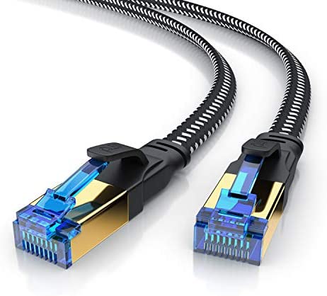 Primewire - 0,25m Câble réseau plat Cat 8.1 RJ45, Câble Ethernet Cat 8 LAN Gigabit Haut débit 40Gbps 25cm, Câble de Patch 2000Mhz U FTP PIMF Compatible Cat 5 6 7 modem routeur switch PC tv Box, Noir Avis, Fiche Technique et Prix au Maroc