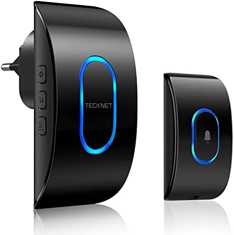 TECKNET Sonnette sans Fil Exterieur,IP65 Etanche Carillon 400 Mètres,60 Mélodies et 5 Niveaux Volume, Kit d'un Récepteur et d'un Emetteur, Voyant LED pour Maison, Classe, Hôpital, Hôtel - Noir Fiche Technique et Prix au Maroc