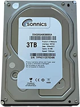Sonnics Disque dur SATA 3 To 3,5" 7200 tr/min pour ordinateur de bureau / surveillance / système de vidéosurveillance DVR (renouvelé) Fiche Technique et Prix au Maroc