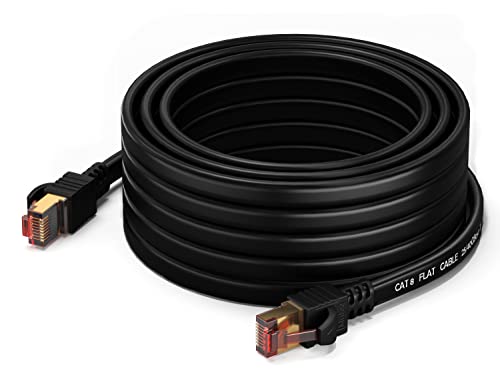 MutecPower 15m CAT 8 Câble Ethernet Super Débit ULTRA PLAT 40Gbps 2000MHz POE Câble Réseau S/FTP RJ45 Câble LAN en Cuivre - Idéal pour Internet, Routeur, Modem, TV, PC, Switch, PS4 PS5-15 mètres Noir Avis, Fiche Technique et Prix au Maroc