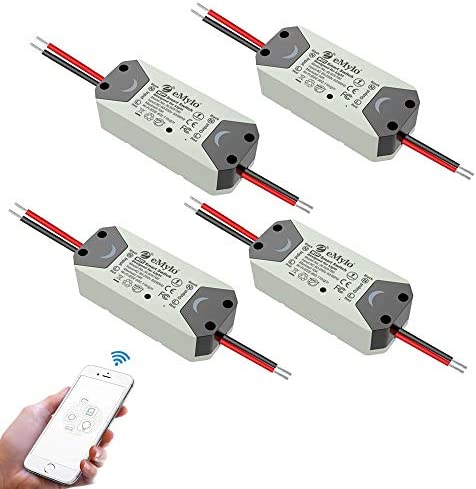 eMylo Commutateur WiFi intelligent Interrupteur d'éclairage WiFi universel Smart Home DIY Module de relais sans fil Télécommande Minuterie Commande vocale avec Alexa, Google Home Via Android IOS 4PCS Fiche Technique et Prix au Maroc