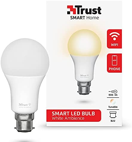 Trust Smart Home Ampoule LED Connectée à lumière d'ambiance blanche B22, Compatible avec Alexa Fiche Technique et Prix au Maroc