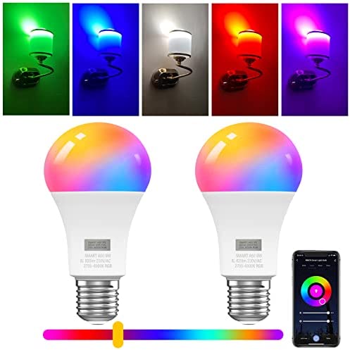 DGE Ampoule Connectée Alexa LED E27 Intelligente, 9W 820 Lumen Dimmable RGB WiFi Blanc Chaud Froid 2700K-6000K Équivalent 85W Ampoule Compatible avec Alexa/Google Home, Lot de 2, (Smart Bulb-9W) Fiche Technique et Prix au Maroc