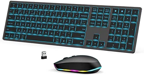 Ensemble clavier et souris rétroéclairés sans fil, clavier et souris rechargeables USB 2.4 G avec rétroéclairage 7 couleurs, ultra fin et silencieux pour PC, ordinateur portable, gris sidéral Fiche Technique et Prix au Maroc