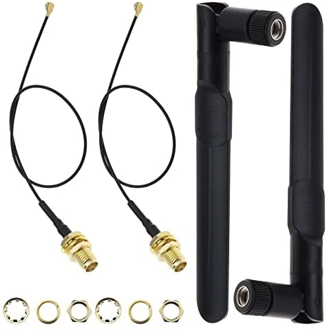 2PCS 8dBi 2.4GHz 5GHz Double Bande WiFi RP-SMA Antenne Mâle avec 2X 20cm IPEX à RP-SMA Câble Pigtail Compatible avec Mini Carte PCIe Routeur Répéteur Drone Fiche Technique et Prix au Maroc