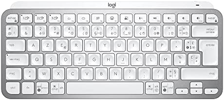Logitech MX Keys Mini Minimaliste Clavier Sans Fil Illuminé, Compact, Bluetooth, Rétroéclairé, USB-C, Compatible Apple macOS, iOS, Windows, Clavier Francais AZERTY, Construction métal - Gris clair Fiche Technique et Prix au Maroc