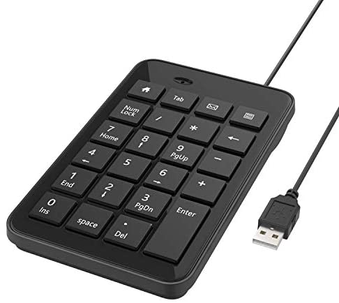 MoKo Clavier Numérique avec 23 Touches, USB Pavé Portable Ultra Mince pour Mac Ordinateur Portable, Bureau, PC, Ordinateur Portable - Noir Fiche Technique et Prix au Maroc