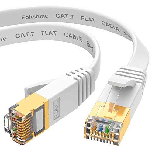 Folishine Câble Ethernet 5m, Cat7 Internet haute vitesse avec connecteur RJ45 plaqué or, câble LAN blindé pour commutateur de réseau, plus rapide que les câbles Cat5/Cat5e/Cat6-Blanc Avis, Fiche Technique et Prix au Maroc