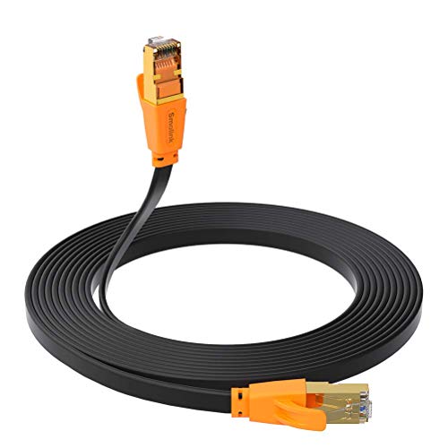 Cable Ethernet Cat 8 de 2 m, câble Ethernet RJ45 plat Cat 8 40 Gbit/s avec prise plaquée or, compatible avec routeur modem commutateur TV Box PC Xbox PS3 PS4 PS5 console de jeu Avis, Fiche Technique et Prix au Maroc