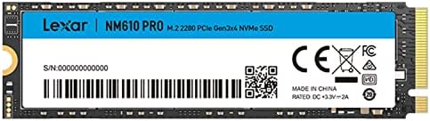 Lexar NM610PRO 500Go SSD, M.2 2280 PCIe Gen3x4 NVMe 1.4 SSD Interne, Jusqu'à 3300 Mo/s en Lecture, 1700 Mo/s en écriture, 3D NAND Flash Disques SSD Interne pour Notebook, Desktop, PC Fiche Technique et Prix au Maroc