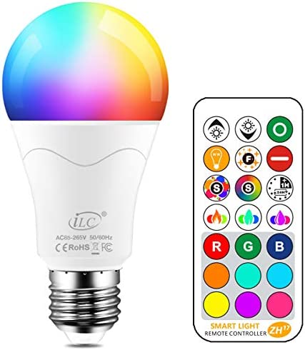 iLC 85W Équivalent Ampoule Led Couleur Changement de couleur Dimmable E27 Edison RGBW Télécommande Compris Fiche Technique et Prix au Maroc