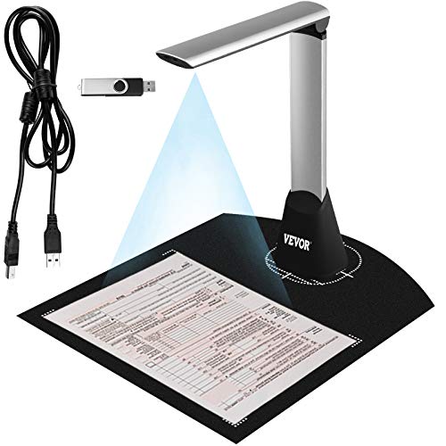 VEVOR Caméra pour Livres Et Documents, 10 Mégapixels Scanner De Documents A4, avec LED Connectivité USB 2.0, Alliage d'aluminium et Plastique ABS, Convient aux fichiers de différentes Tailles/Formes Fiche Technique et Prix au Maroc