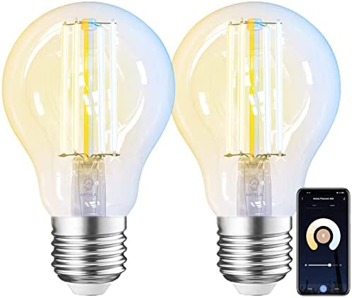 ANTELA Ampoule Connectée Wifi E27 7W Filament LED 2700K-6500K Blanc Froid/Chaud, Compatible avec Alexa/Google Home, Commande Vocale, APP Contrôle, 2PCs [Classe énergétique E] Fiche Technique et Prix au Maroc