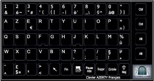 La Caverne d'Eabani 59 touches clavier lettres blanches adhésif AZERTY clavier français noir pour ordinateur portable/PC Fiche Technique et Prix au Maroc