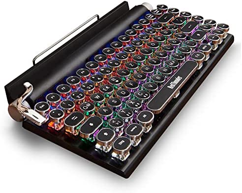 RedThunder RT84 Clavier rétro pour machine à écrire avec QWERTZ allemand, Bluetooth 5.0, clavier mécanique sans fil, connexion de plusieurs appareils pour PC/MAC/ordinateur portable/tablette/téléphone Fiche Technique et Prix au Maroc